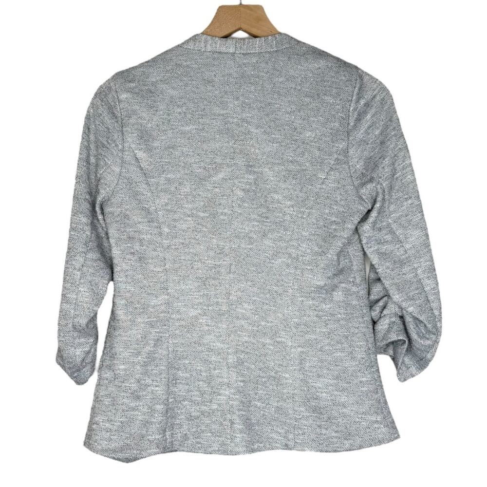 Skies Are Blue Gray Open Front Blazer Ruched Sleeve Size Small office business - Picture 2 of 4